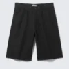 Astro Loose Baggy Shorts aus Leinenmischung – Schwarz Astro Loose Baggy Shorts aus Leinenmischung – Schwarz