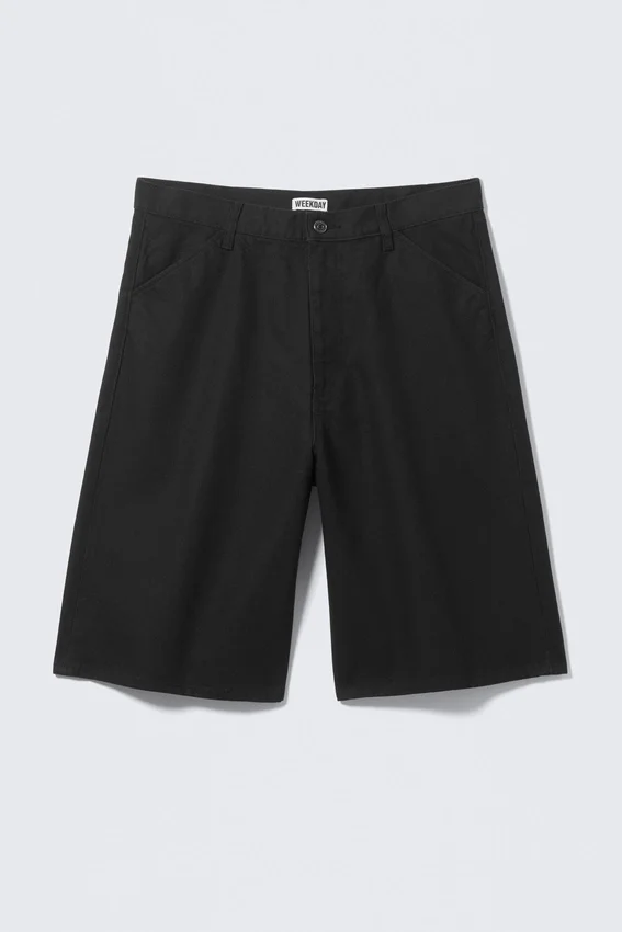 Astro Loose Baggy Shorts aus Leinenmischung – Schwarz Astro Loose Baggy Shorts aus Leinenmischung – Schwarz