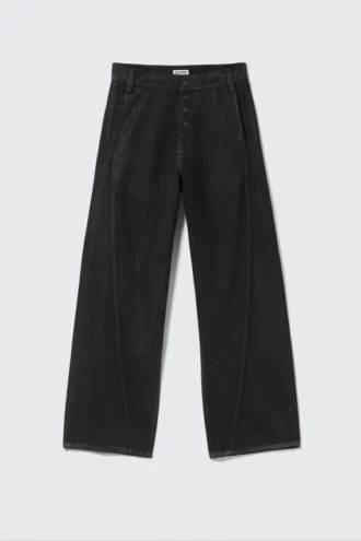 Astro Loose Baggy Utility Unisex-Jeans – Schwarze Beschichtung – Schwarz