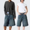 Astro Mid Rise Loose Baggy Denim Shorts – Blue Hymn – Mittelblau Astro Mid Rise Loose Baggy Denim Shorts – Blue Hymn – Mittelblau