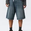 Astro Mid Rise Loose Baggy Denim Shorts – Blue Hymn – Mittelblau Astro Mid Rise Loose Baggy Denim Shorts – Blue Hymn – Mittelblau