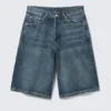 Astro Mid Rise Loose Baggy Denim Shorts – Blue Hymn – Mittelblau Astro Mid Rise Loose Baggy Denim Shorts – Blue Hymn – Mittelblau
