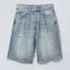 Astro Mid Rise Loose Baggy Denim Shorts – Blue Stream – Mittelblau Astro Mid Rise Loose Baggy Denim Shorts – Blue Stream – Mittelblau