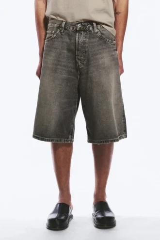 Astro Mid Rise Loose Baggy Denim Shorts – Redondo Black – Schwarz