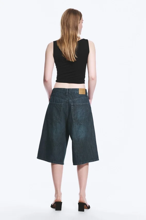 Astro Mid Rise Loose Baggy Denim Shorts – Seeblau – Mittelblau Astro Mid Rise Loose Baggy Denim Shorts – Seeblau – Mittelblau