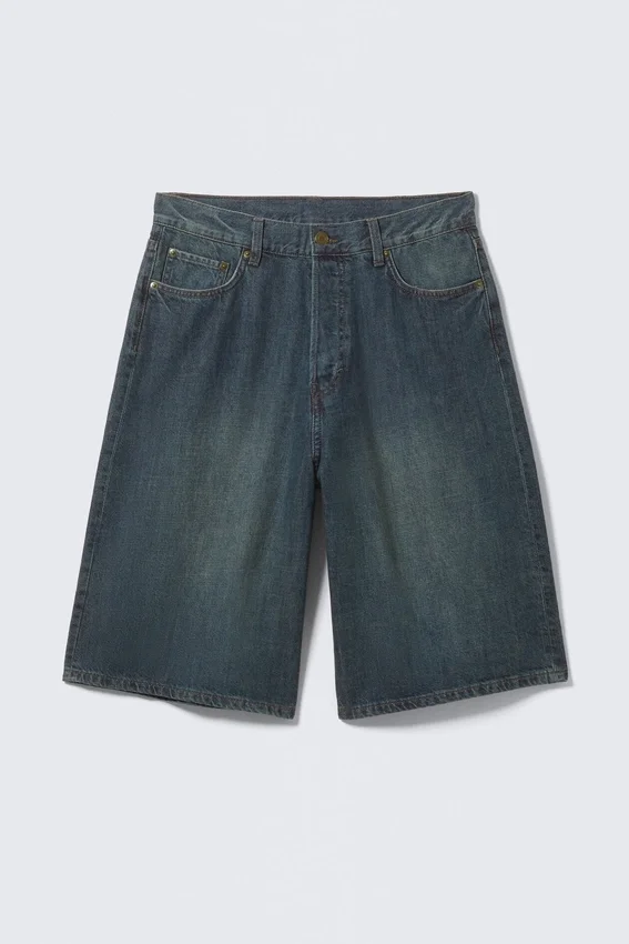 Astro Mid Rise Loose Baggy Denim Shorts – Seeblau – Mittelblau Astro Mid Rise Loose Baggy Denim Shorts – Seeblau – Mittelblau