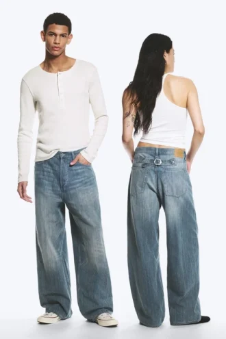Astro Mid Rise Loose Baggy Twist Jeans – Gloria Blue – Mittelblau