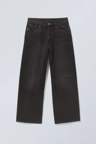 Astro Mid Rise Loose Baggy Unisex-Jeans – Black Stream