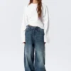 Astro Mid Rise Loose Baggy Unisex-Jeans – Blue Hymn – Mittelblau Astro Mid Rise Loose Baggy Unisex-Jeans – Blue Hymn – Mittelblau