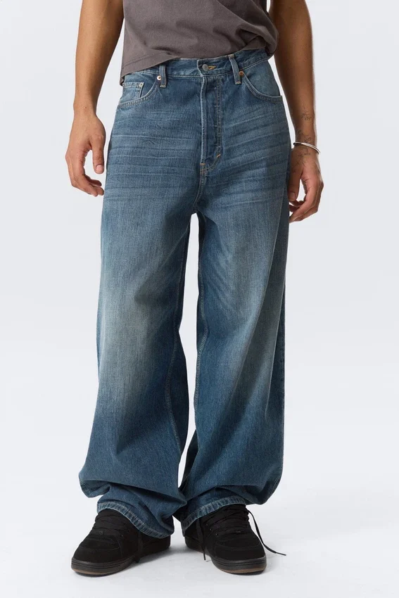 Astro Mid Rise Loose Baggy Unisex-Jeans – Blue Hymn – Mittelblau Astro Mid Rise Loose Baggy Unisex-Jeans – Blue Hymn – Mittelblau
