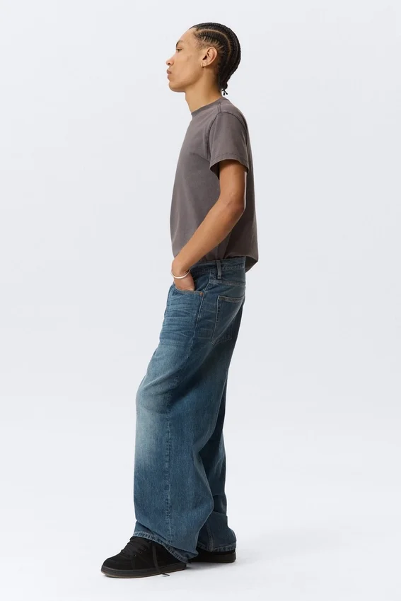 Astro Mid Rise Loose Baggy Unisex-Jeans – Blue Hymn – Mittelblau Astro Mid Rise Loose Baggy Unisex-Jeans – Blue Hymn – Mittelblau