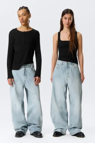 Astro Mid Rise Loose Baggy Unisex-Jeans – Dream Blue – Hellblau