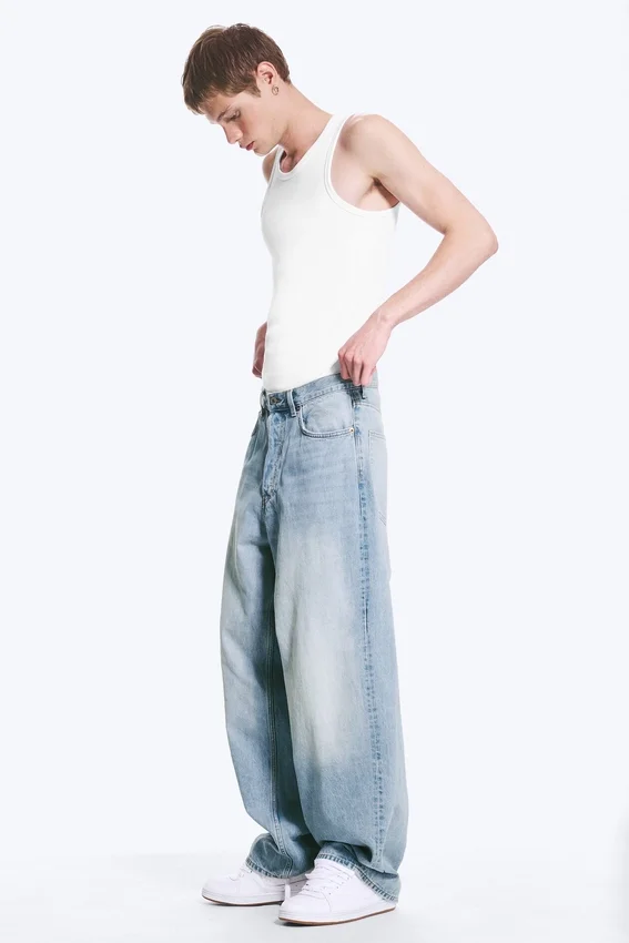 Astro Mid Rise Loose Baggy Unisex-Jeans – Kimberley Blue – Hellblau Astro Mid Rise Loose Baggy Unisex-Jeans – Kimberley Blue – Hellblau