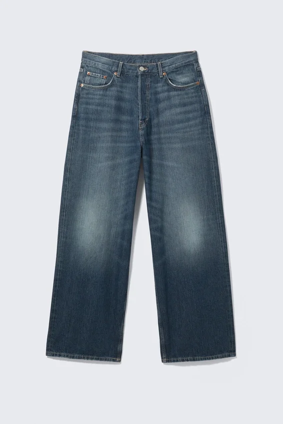 Astro Mid Rise Loose Baggy Unisex-Jeans – Mine Blue – Mittelblau Astro Mid Rise Loose Baggy Unisex-Jeans – Mine Blue – Mittelblau