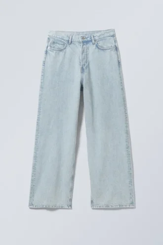 Astro Mid Rise Loose Baggy Unisex-Jeans – Schneeblau – Hellblau