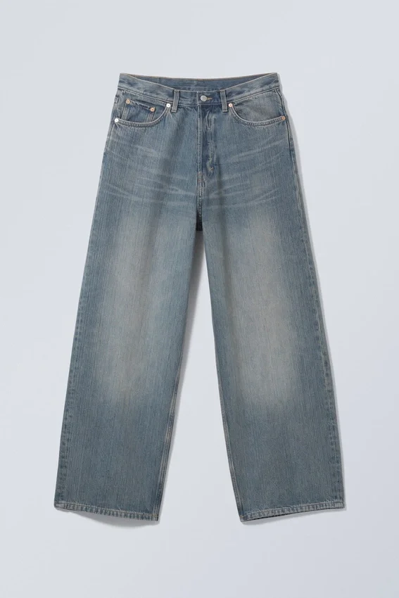 Astro Mid Rise Loose Baggy Unisex-Jeans – Trove Blue – Mittelblau Astro Mid Rise Loose Baggy Unisex-Jeans – Trove Blue – Mittelblau