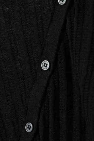 Asymmetrische Strickjacke aus Leinenmischung – Schwarz