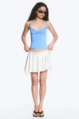Asymmetrischer Wickel-Minirock – Off-White