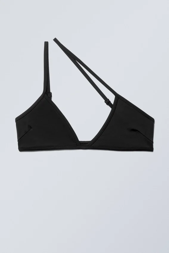 Asymmetrisches Bikini-Oberteil zum Überziehen – Schwarz Asymmetrisches Bikini-Oberteil zum Überziehen – Schwarz