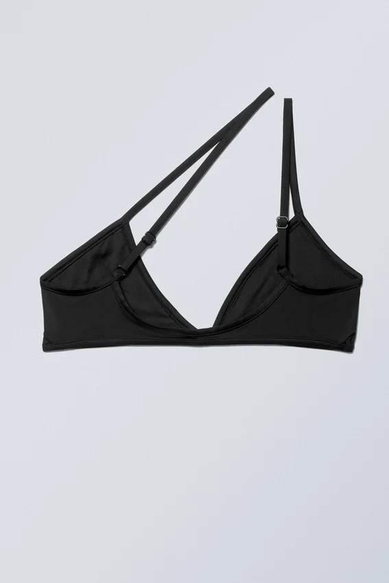 Asymmetrisches Bikini-Oberteil zum Überziehen – Schwarz Asymmetrisches Bikini-Oberteil zum Überziehen – Schwarz