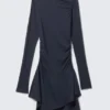Asymmetrisches, drapiertes Minikleid – Dunkelblau Asymmetrisches, drapiertes Minikleid – Dunkelblau