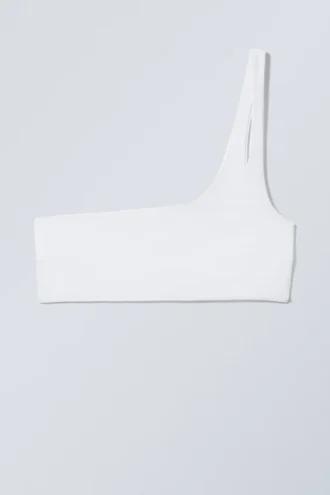 Asymmetrisches One-Shoulder-Bikini-Oberteil – Weiß