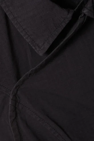Asymmetrisches Ripstop-Oberteil mit Flügelärmeln – Schwarz