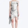 Asymmetrisches, ärmelloses Midi-Kleid mit Wasserfallausschnitt – Schwarz/Weiß-Print Asymmetrisches, ärmelloses Midi-Kleid mit Wasserfallausschnitt – Schwarz/Weiß-Print