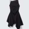 Asymmetrisches, ärmelloses Midikleid mit Cowl-Ausschnitt – Schwarz Asymmetrisches, ärmelloses Midikleid mit Cowl-Ausschnitt – Schwarz