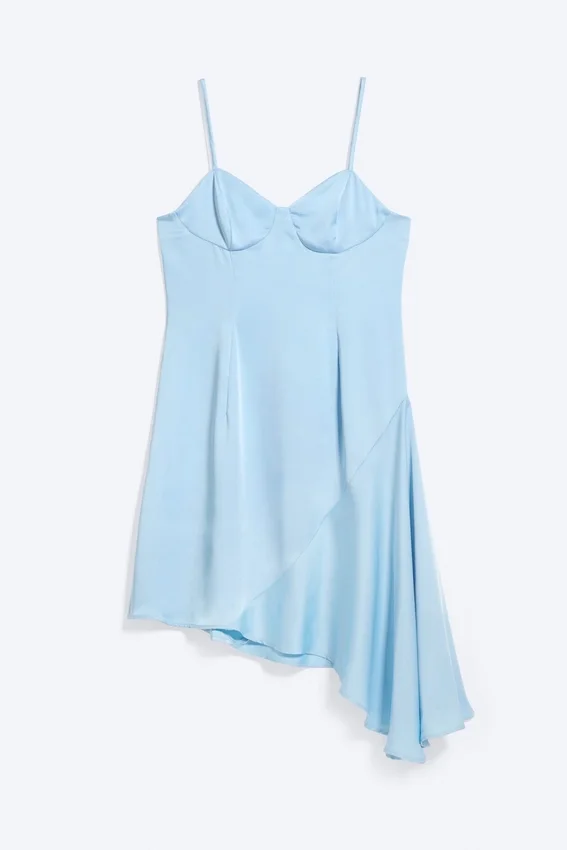 Asymmetrisches Satinkleid – Hellblau Asymmetrisches Satinkleid – Hellblau