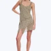 Asymmetrisches Slip-Kleid – Staubiges Khaki-Grün – Blume Asymmetrisches Slip-Kleid – Staubiges Khaki-Grün – Blume