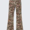 Ausgefranste Twill-Hose mit niedriger Taille – Paisley-Muster Ausgefranste Twill-Hose mit niedriger Taille – Paisley-Muster