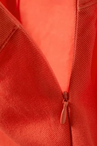 Ausgefranster asymmetrischer Minirock aus Twill – Hellrot