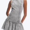 Ausgestelltes Minikleid aus Twill mit U-Boot-Ausschnitt – gewaschenes Grau Ausgestelltes Minikleid aus Twill mit U-Boot-Ausschnitt – gewaschenes Grau