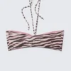 Bandeau-Halter-Bikini-Oberteil mit Kordelzug – Rosa – Tigerstreifen Bandeau-Halter-Bikini-Oberteil mit Kordelzug – Rosa – Tigerstreifen