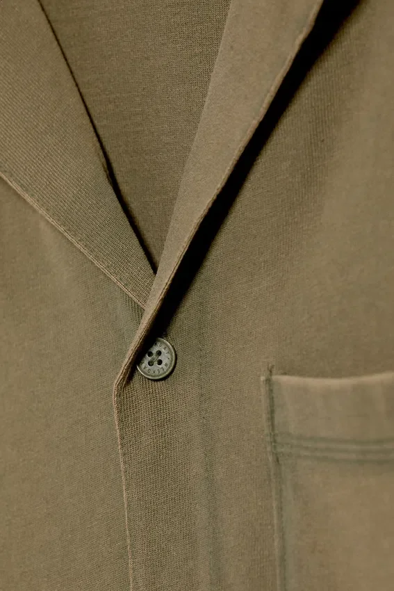 Baumwoll-Lounge-Hemd – Mittelstaubiges Khaki-Grün Baumwoll-Lounge-Hemd – Mittelstaubiges Khaki-Grün
