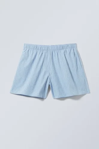Baumwoll-Shorts mit niedriger Leibhöhe – gestreift, hellblau Baumwoll-Shorts mit niedriger Leibhöhe – gestreift, hellblau