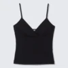 Baumwoll-Tanktop mit V-Ausschnitt – Schwarz Baumwoll-Tanktop mit V-Ausschnitt – Schwarz