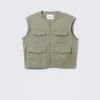 Baumwolljacke mit abnehmbaren Ärmeln – Hellstaubiges Khaki-Grün Baumwolljacke mit abnehmbaren Ärmeln – Hellstaubiges Khaki-Grün