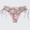 Bedruckte Bikinihose mit Bindebändern – Rosa Tigerstreifen Bedruckte Bikinihose mit Bindebändern – Rosa Tigerstreifen
