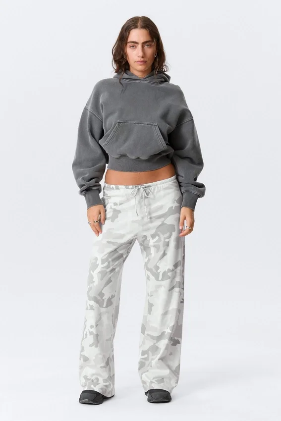 Bedruckte Pull-On-Hose mit weitem Bein – Weiß – Camouflage Bedruckte Pull-On-Hose mit weitem Bein – Weiß – Camouflage