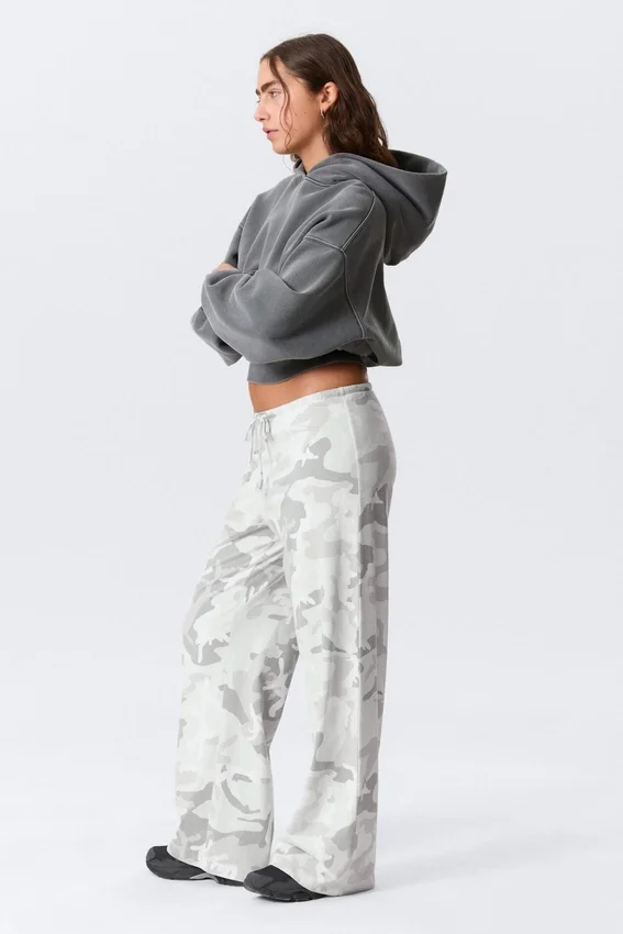 Bedruckte Pull-On-Hose mit weitem Bein – Weiß – Camouflage Bedruckte Pull-On-Hose mit weitem Bein – Weiß – Camouflage