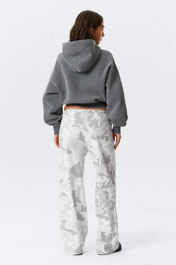Bedruckte Pull-On-Hose mit weitem Bein – Weiß – Camouflage Bedruckte Pull-On-Hose mit weitem Bein – Weiß – Camouflage