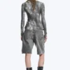 Bedrucktes, schmal geschnittenes Langarmshirt – Schwarz – Krokodil-Print Bedrucktes, schmal geschnittenes Langarmshirt – Schwarz – Krokodil-Print