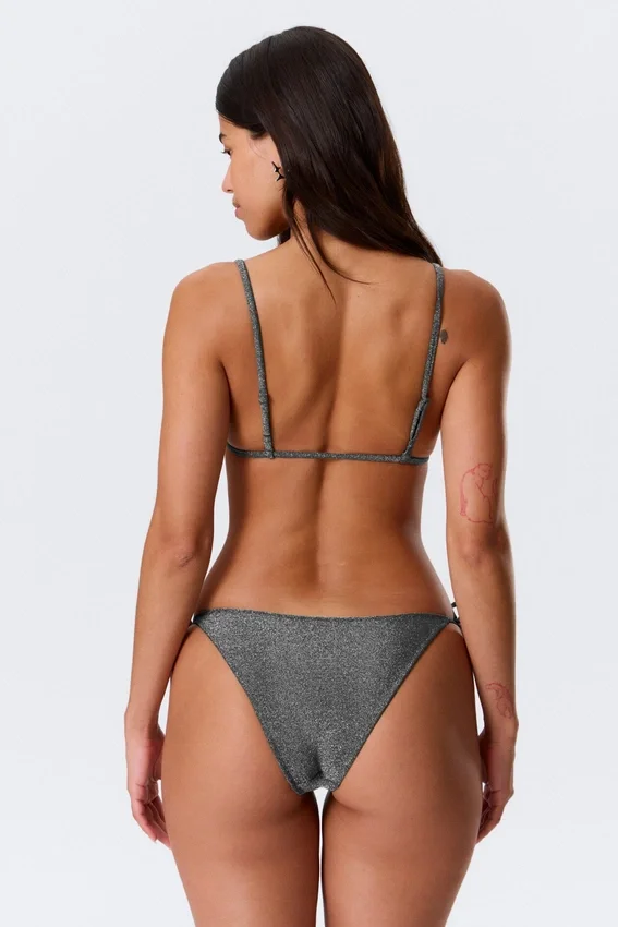 Bedrucktes Triangel-Bikini-Oberteil – Dunkelgrau – Glitzer Bedrucktes Triangel-Bikini-Oberteil – Dunkelgrau – Glitzer