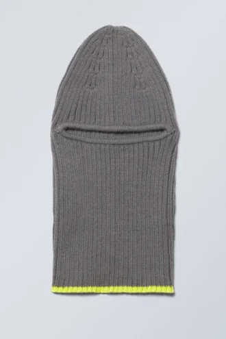 Bell-Sturmhaube – Grau + gelber Saum