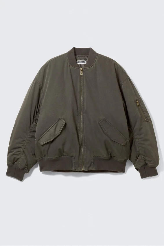 Übergroße Bomberjacke aus Twill – Dusty Mole Übergroße Bomberjacke aus Twill – Dusty Mole