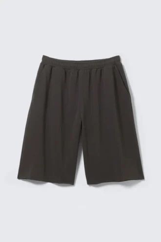 Übergroße, knielange Frottee-Shorts – Dunkelgrau