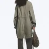Übergroßer Canvas-Parka mit Trichterkragen – Khaki-Grün Übergroßer Canvas-Parka mit Trichterkragen – Khaki-Grün