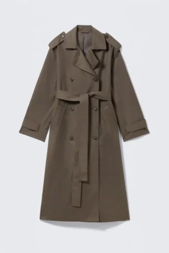 Übergroßer, doppelreihiger Trenchcoat aus Canvas – Dark Mole Übergroßer, doppelreihiger Trenchcoat aus Canvas – Dark Mole